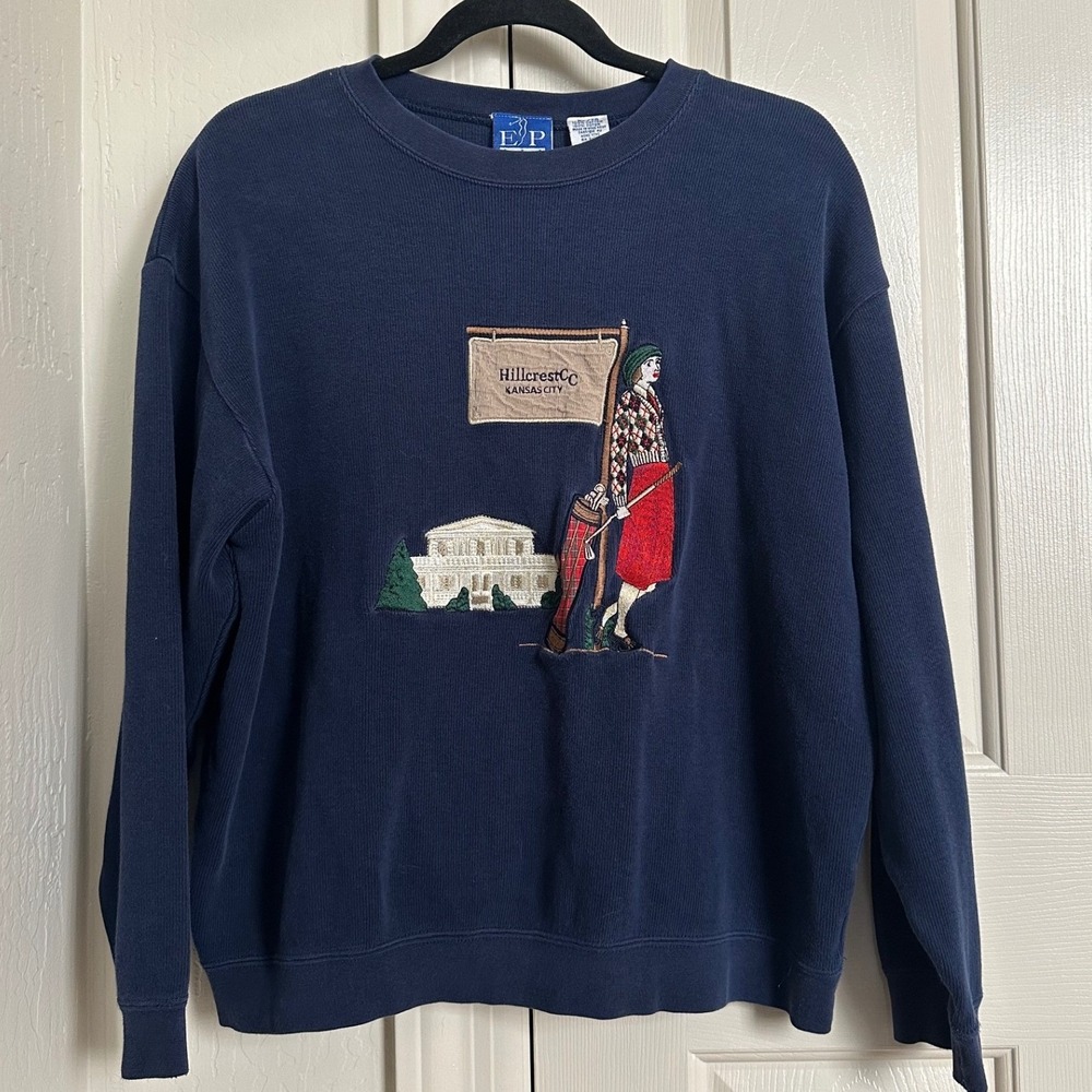Vintage EP Pro Golf Sweatshirt Hillcrest Country Club Kansas City Navy‎ Crewneck